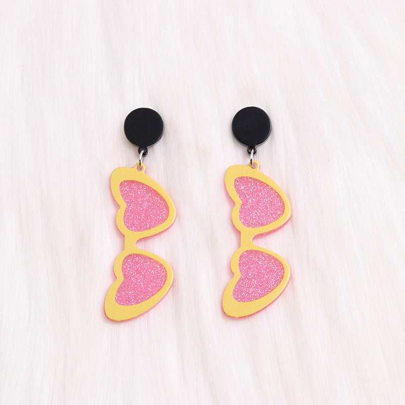Wholesale Valentine's Day Love Sunglasses Autumn/Winter Simple Personalized Acrylic Set Earrings